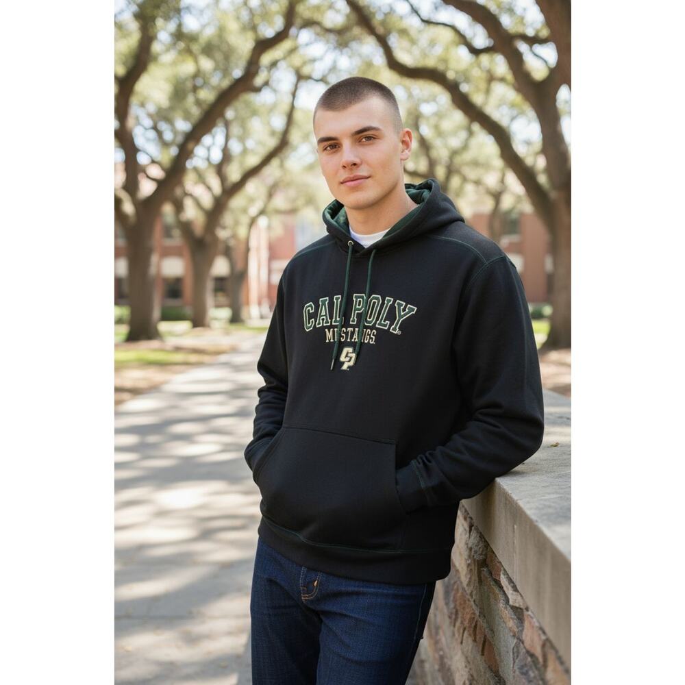 Cal Poly Mustangs Hoodie Sweatshirt L Black Embroidered Logo University Unisex - Picture 4 of 16